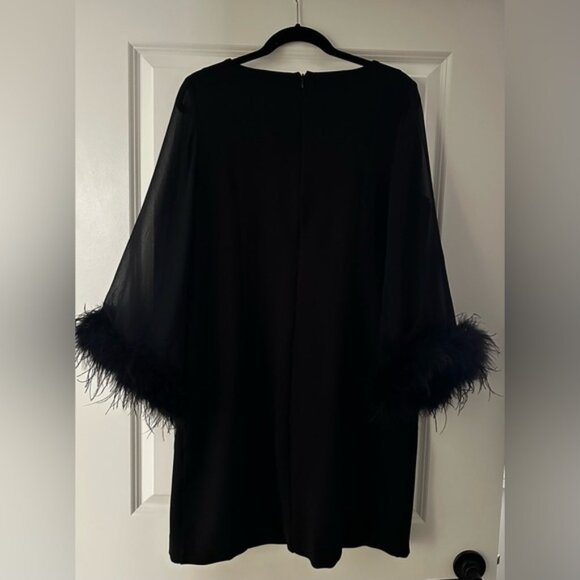 “LBD” with feather cuff detail, size 14.  LIKE NEW, only worn 1x - Picture 3 of 6